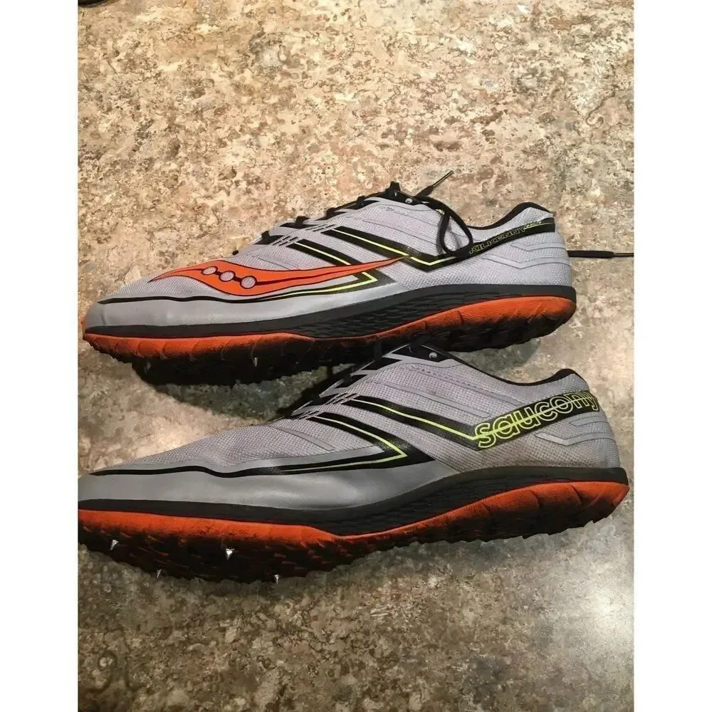 Saucony Men's Kilkenny XC7 Gray and Orange Athletic Shoes - Size 13